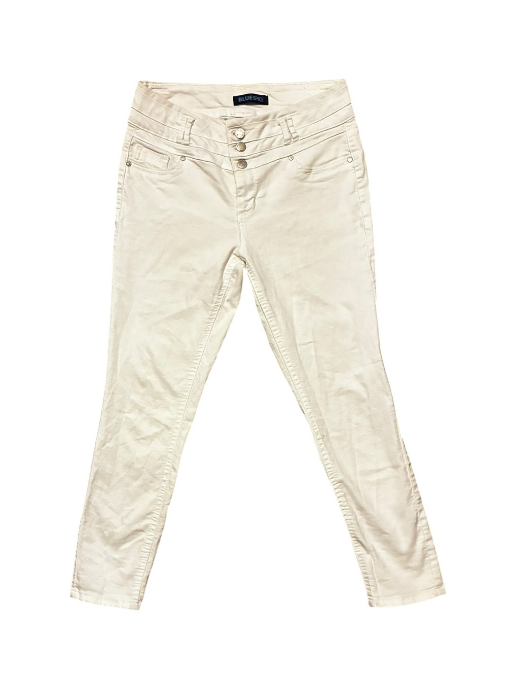 Blue Spice off white High-Rise Skinny Pants with Triple Button